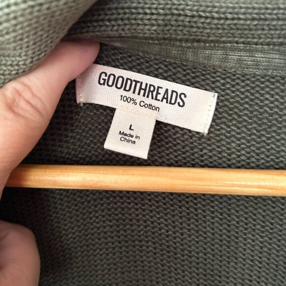 Goodthreads Cardigan Womens Large Green Button Front Pockets Grandpa Sweater - Picture 4 of 5